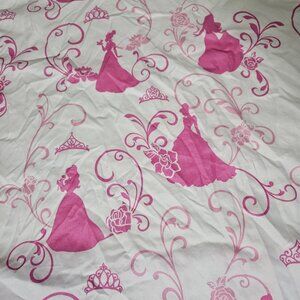 Disney Princess Full Fitted Sheet Pink Silhouette Floral Youth Bedding Polyester